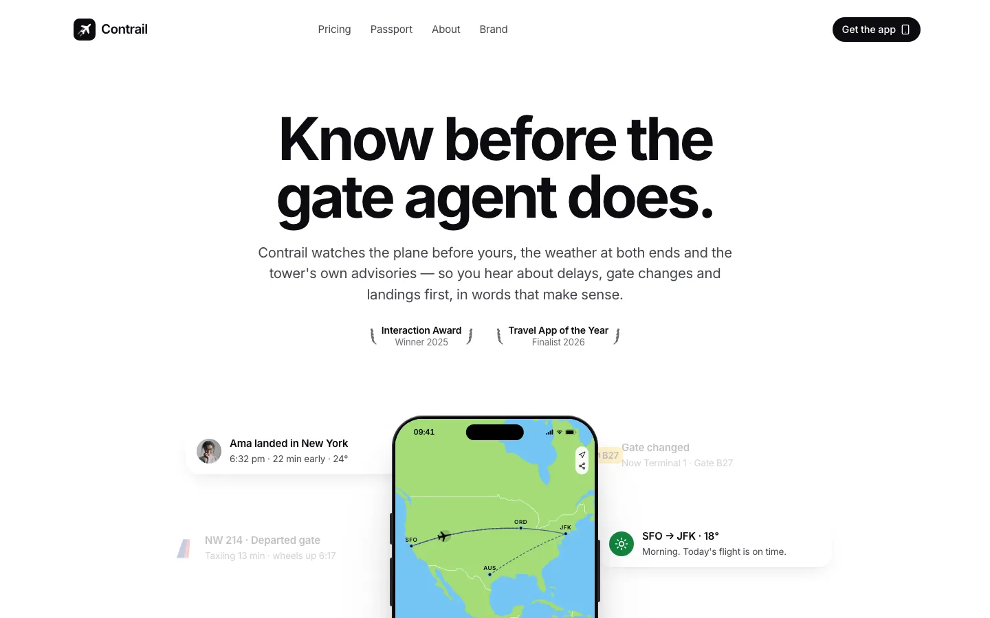 Contrail — Flight Tracker — home page
