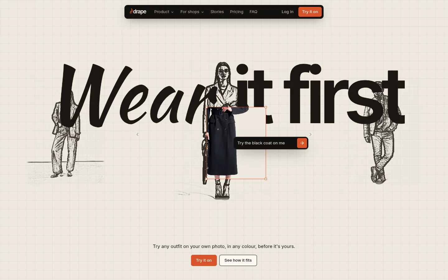 Drape — AI Try-On — home page