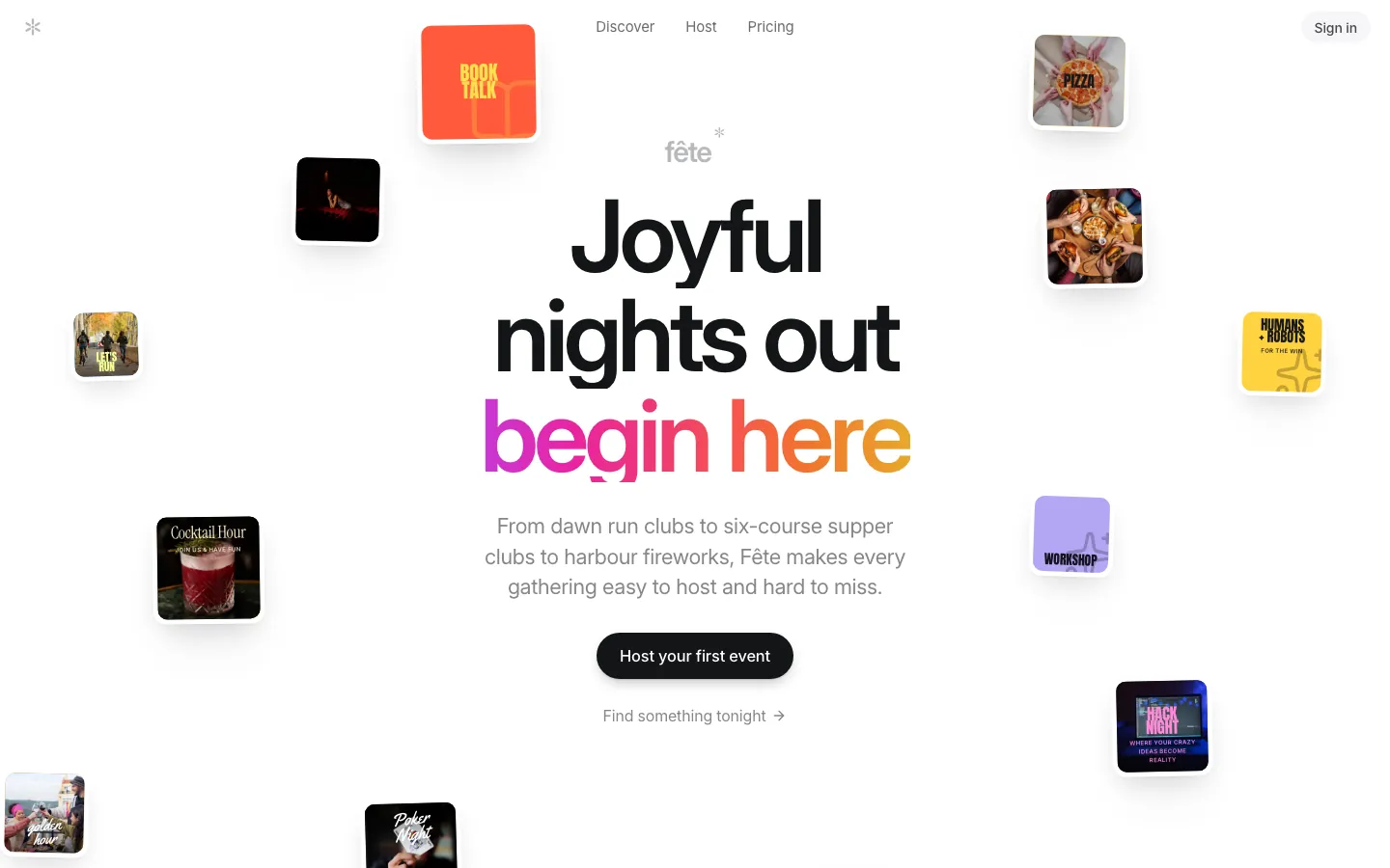 Fête — Events Platform — home page