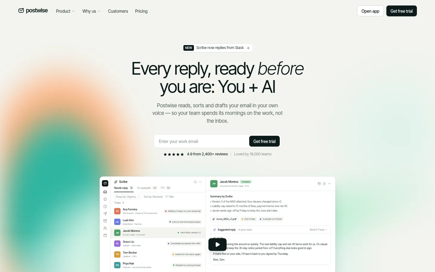 Postwise — AI Email — home page