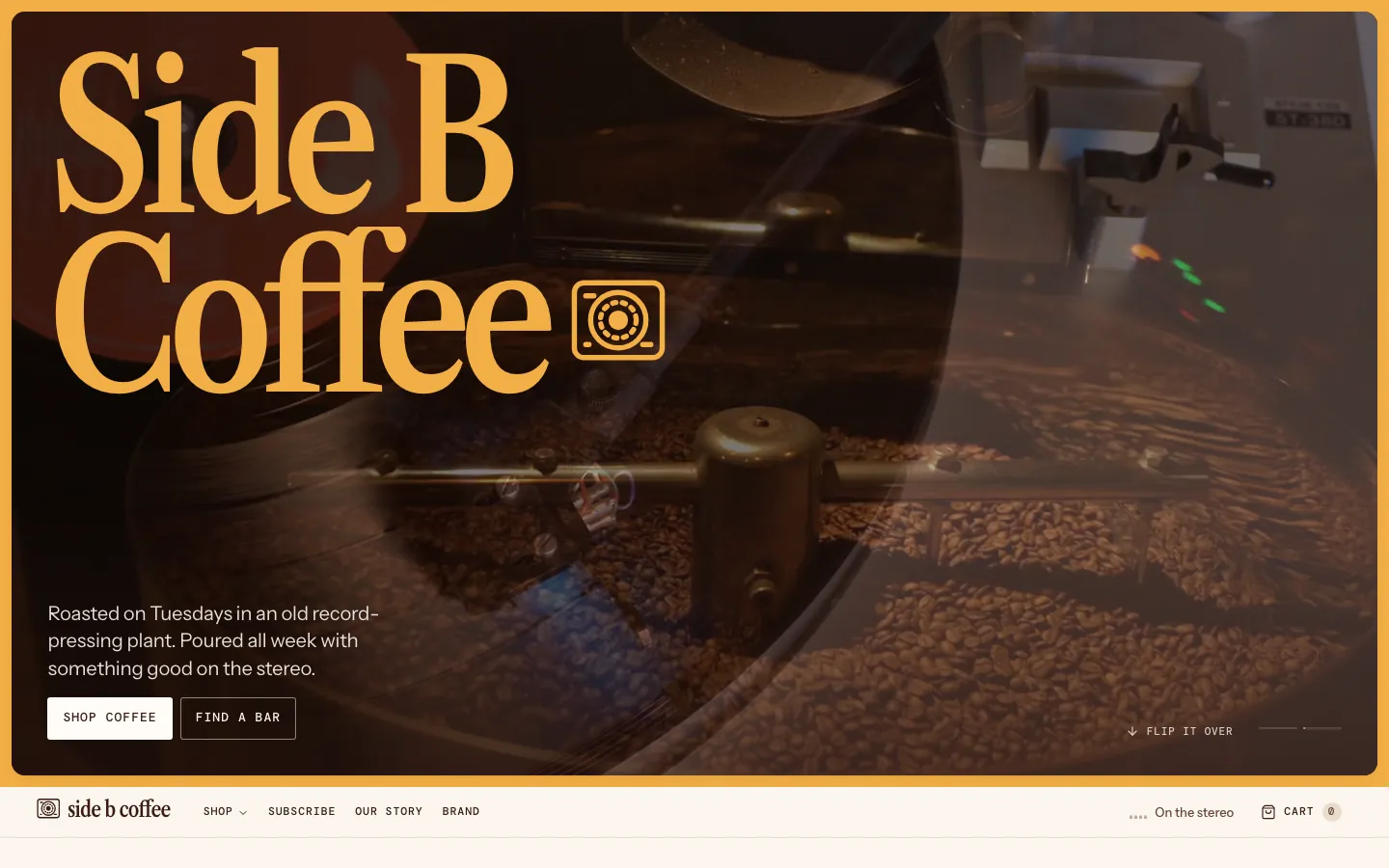 Side B Coffee — Roastery & Listening Bar — home page